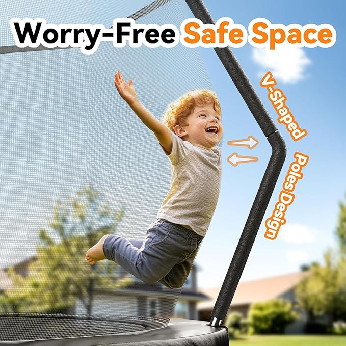 BCAN 8FT 10FT 12FT 14FT 15FT 16FT Recreational Trampoline with Enclosure for Kids Adults, ASTM Approved, Outdoor Trampolines with Ladder for Kids
