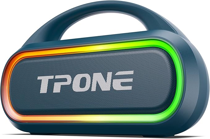 Bluetooth Speaker, IPX7 Waterproof Portable Wireless Speaker with 30W (Peak) Loud Stereo Sound, 100ft Range, Multi-Colors Rhythm Lights, TWS Pairing, BT5.3, for Home/Party/Outdoor/Beach (Indigo Blue)