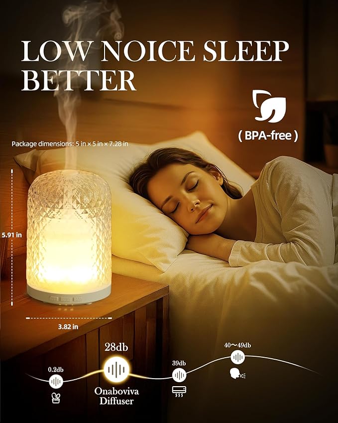 Aromatherapy Diffuser – Ultrasonic Essential Oil Diffuser, Health Night Light, Timer & Auto Shut-Off, BPA-Free, 120ml Diffusers for Home, Office, or Spa