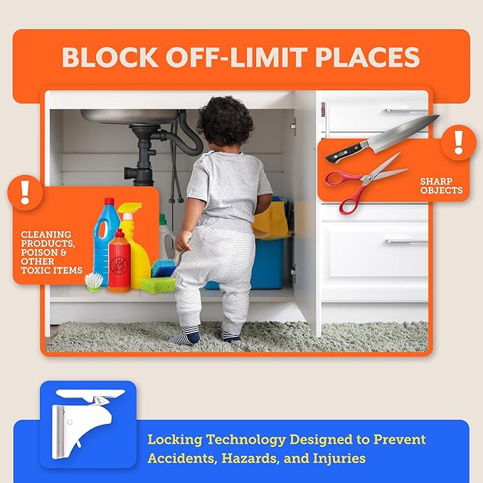 6 Pack Magnetic Cabinet Locks for Babies (with 2 Keys), Eco Baby Magnetic Baby Proofing Cabinet Locks, Child Locks for Cabinets Drawers Doors for Back to School, Easy Installation No Tools Required