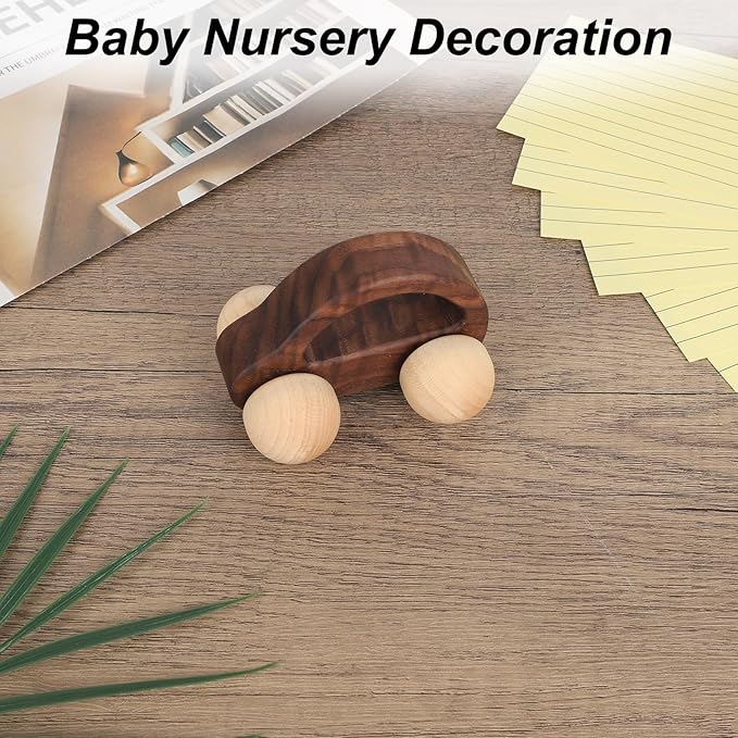 BOXOB Wooden Toys Cars, VehicleToy for Fine Motor Skill Development Wood Baby Push Race Car for Kids Toddlers Baby Boy Girl Birthday Nursery Decor Gift (Color 3)