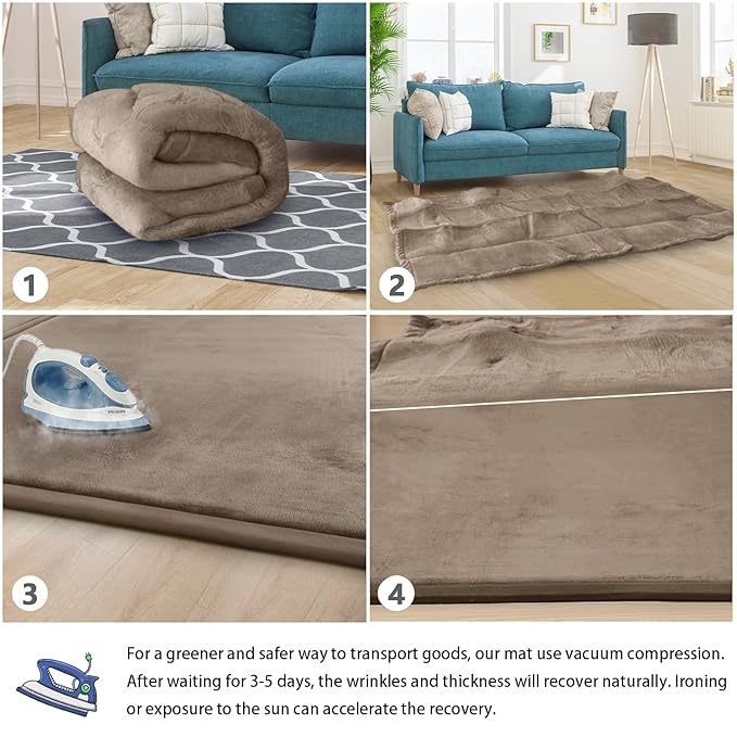 Baby Play Mat for Floor Tummy Time Mat Nursery Rug Muscle Area Rug PlayroomTatami 79"x138" Memory Foam 1.3" Thick Crawling For Babies,Toddlers, Infants, Kids,Floor(Brown)