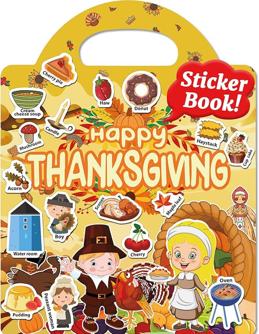 Benresive Reusable Sticker Books for Kids 2-4, Sticker Books for Toddlers 1-3 2-4, Toddler Travel Toys Activities Crafts Gifts - Thanksgiving