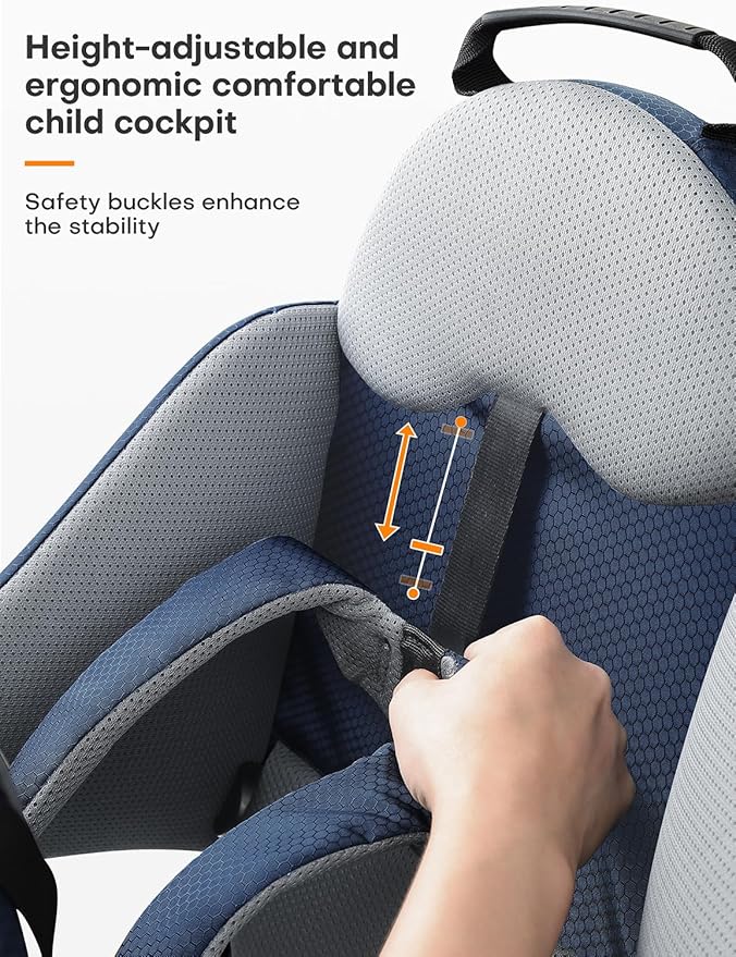 besrey Baby Backpack Carrier, Toddler Hiking Backpack with Safety 3-Height Seat, Adjustable Straps&Waist Belt, Foldable Frame Lightweight Large Capacity Child Carrier for Hiking (Blue/Grey)