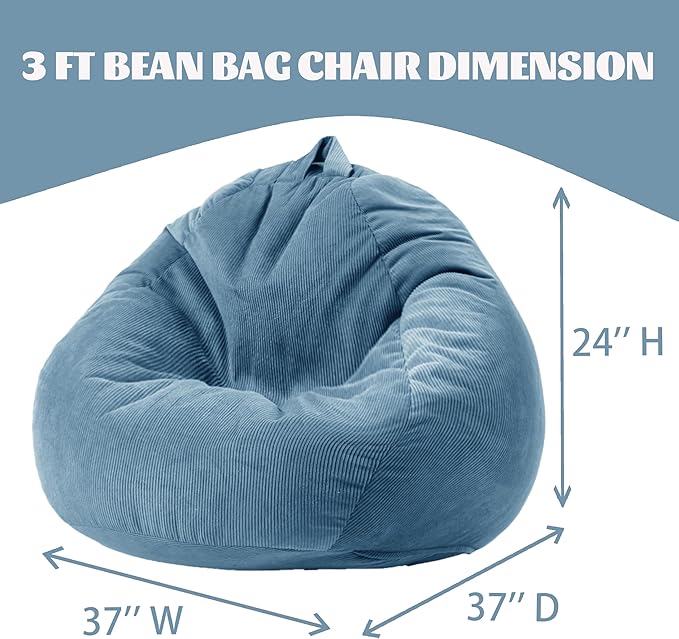 Bean Bag Chairs for Kids Chair Round Sofa Memory Foam Filling Reading Gaming Sofa for Living Room Bedroom