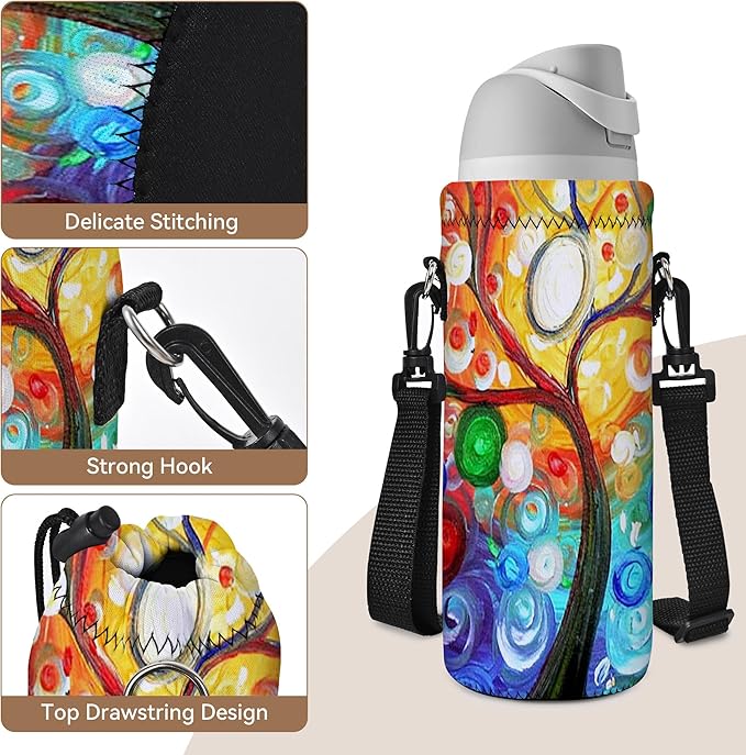 AUPET Water Bottle Sling Bag Carrier Crossbody Sleeve,Insulated Neoprene Bottle Case Holder Pouch Cover 500ML/17oz with Shoulder Strap for Walking Women Men
