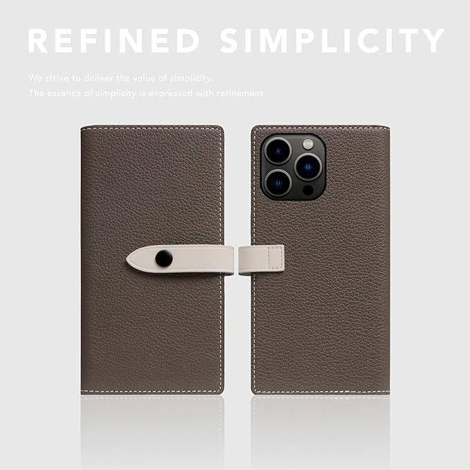 D8 Edition Full Grain Leather Wallet Case for iPhone 15 Pro - [2-in-1] Handcrafted Detachable Diary Style with Magnetic MagSafe Back Cover and Snap Closure, Gift Box Included (Etoffe Cream)