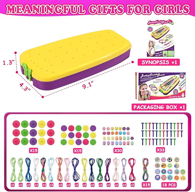 civan Friendship Bracelet Making Kit - Crafts for Kid Girls Toys Ages 8-13, String Bracelet Maker Tool with Beads - Kids Jewelry-Making Kit Christmas Birthday Gift for Girls 6 7 8 9 10 11 12 13