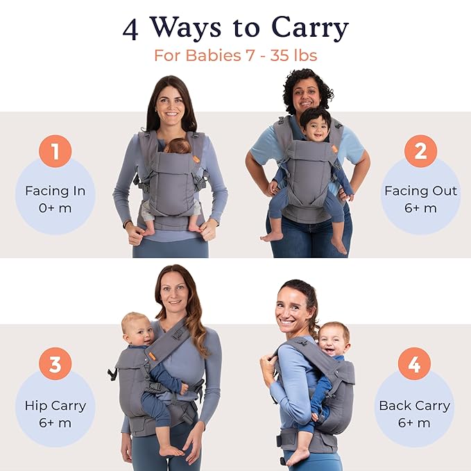 Beco Gemini Baby Carrier from Newborn to Toddler - Certified Ergonomic Newborn Baby Carrier for Infants and Children of 7-35 lbs - M Shape, Adjustable Seat, 100% Cotton (Ecru)