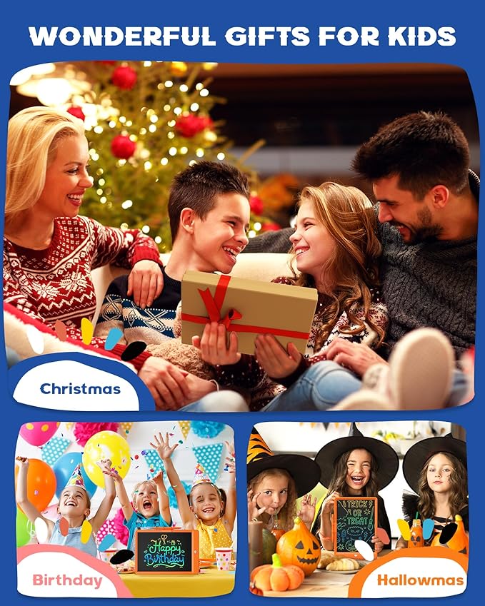 Bravokids LCD Writing Tablet for 3-8 Year Olds - 10 Inch Doodle Board Electronic Drawing Pad, Educational Gift for Kids (Orange)