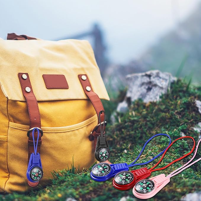 Compass for Kids Hiking and Survival Small Mini Pocket Compasses Keychain Lanyard Boy Scout Party Favor Toy Set, Bulk