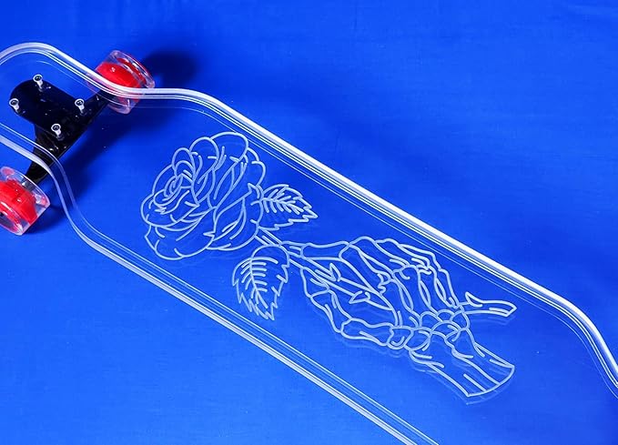 Clear Longboard Skateboard - Transparent Acrylic Long Boards with Light-Up LED Wheels for Smooth Rides - Ride The Streets in Style with Longboard Built for Beginners & Pros Alike