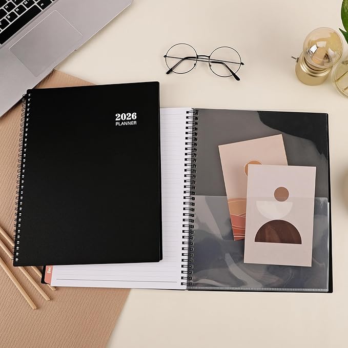 2026 Planner - 9” × 11”, 2026 Weekly and Monthly Planner, from JAN. 2026 to DEC. 2026, Inner Pocket, Premium Paper, Twin-wire Binding, Make Your Life Productive - Black