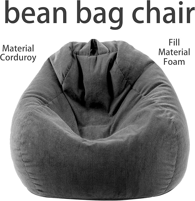 Bean Bag Chairs for Kids Chair Round Sofa Memory Foam Filling Reading Gaming Sofa for Living Room Bedroom
