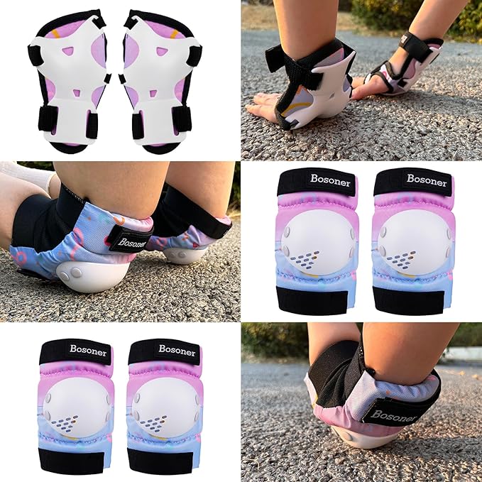 BOSONER Kids/Youth Knee Pad Elbow Pads for Roller Skates Cycling BMX Bike Skateboard Inline Rollerblading, Skating Skatings Scooter Riding Sports