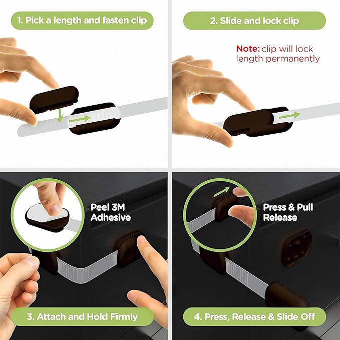 Baby Proofing Child Safety Locks (16 Pack) by Skyla Homes - The Safest, Quickest and Easiest 3M Adhesive Cabinet Latches, No Screws & Magnets, Multi-Purpose for Furniture, Kitchen, Ovens, Toilet Seats