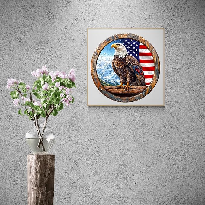 KAAYEE Wooden Puzzles for Adults, 3D Vision Effect Bald Eagle Wooden Jigsaw Puzzle Unique Shape Wood Puzzle Adult, Flat Puzzle Birthday Fathers Family Game (M-11.4 * 11.4in-200pcs)
