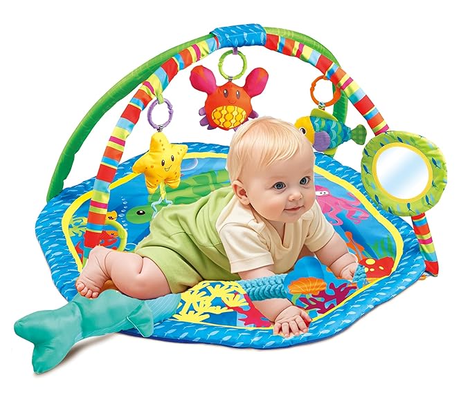 Baby Activity Play Gym Mats Ocean Park with Arches, Activity Toys, Animals Toys (L30 x W30 Inch)