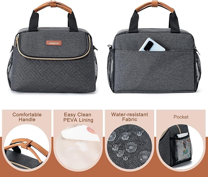 Breastmilk Cooler Bag with Ice Pack Fits 6 Baby Bottles up to 9 Ounce, Wearable Breast Pumps Cooler Bag for Nursing Mom Daycare, Work, Travel- Dark Grey