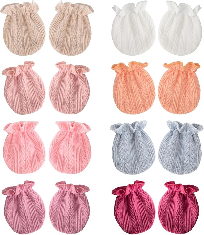BQUBO Newborn Infant Toddler Mittens No Scratch Cotton Elastic Wrist Gloves Hypoallergenic for 0-6 Months Baby Boys Girls