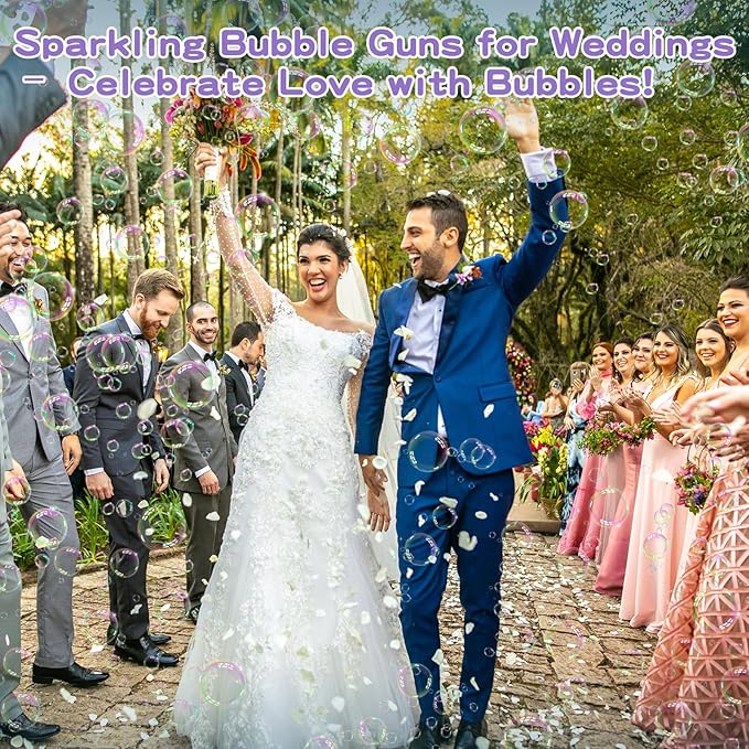 Bubble Gun, 125 Holes Bubble Machine Gun, Bubble Blaster Gun for Kids, Rechargeable Bubble Gun with Bubble Solution, Summer Toy Party Favors Bubble Maker for Wedding Birthday (Purple)