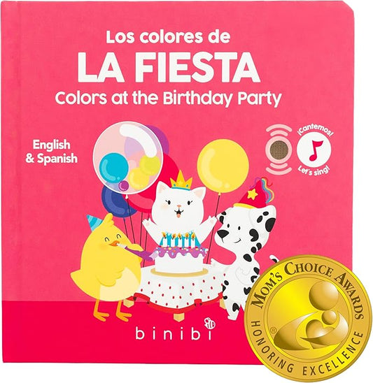Binibi Spanish Musical Book Colors at The Birthday Party | Spanish Learning for Kids | Bilingual Children's Book | Bilingual Book for Babies & Toddlers 1-3 | Libro en español para bebés