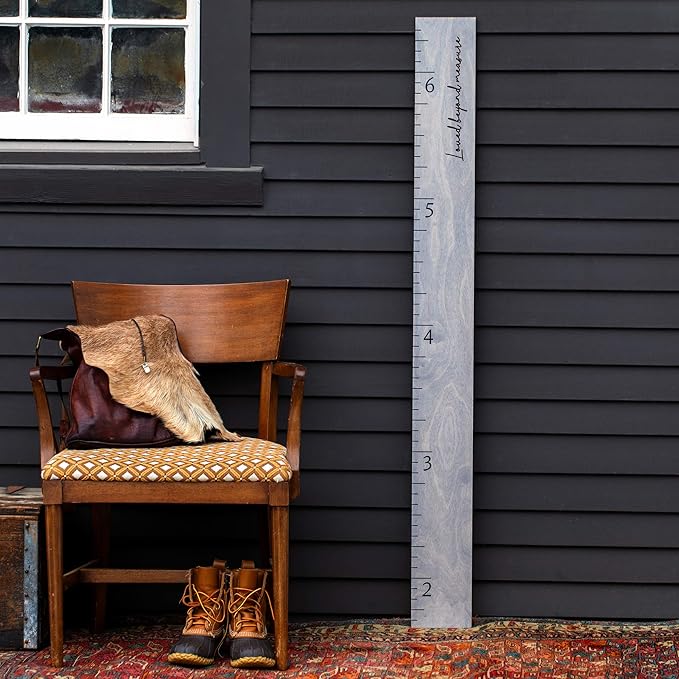 Boho Growth Chart for Wall - Height Board Growth Chart Wooden Growth Chart for Wall Kids Measuring Chart for Wall Height Chart Growth Chart for Kids (Our Growing Family, Gray)