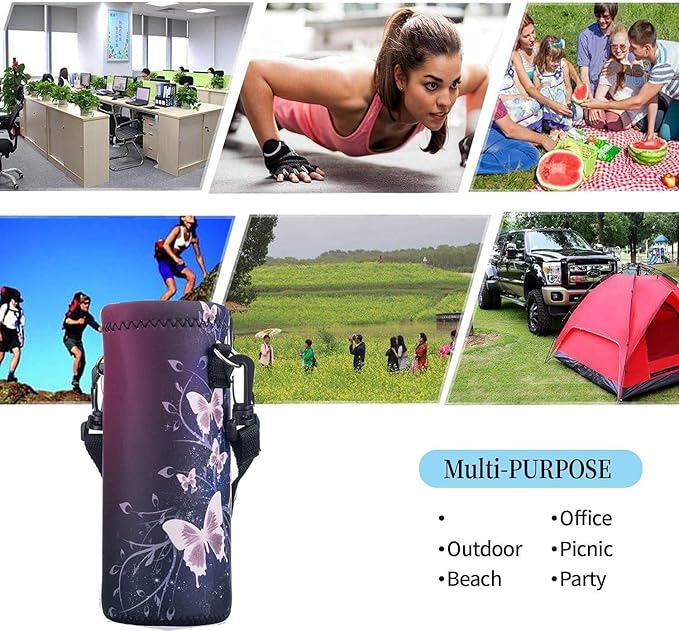 AUPET Water Bottle Bag Carrier,24oz/32oz Insulated Neoprene bottle Sling Holder Case Pouch Cover for 1000ML/750ML Bottles with Shoulder Strap for walking