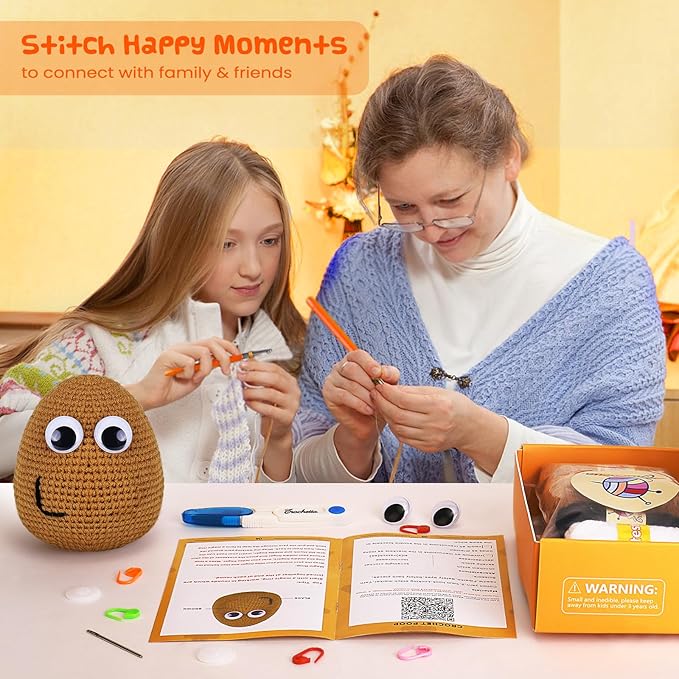 Crochetta Crochet Kit for Beginners, Crochet Kit w Step-by-Step Video Tutorials, Crochet Starter Kit Learn to Crochet Kits for Adults Kids Beginners, Crochet Poop (40%+ Yarn)