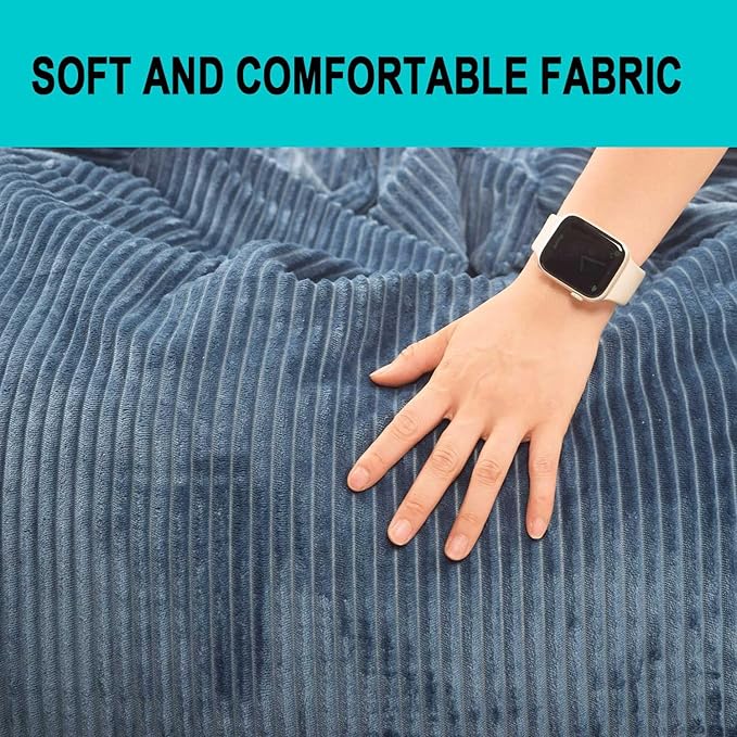 Bean Bag Chairs with Faux Rabbit Fur Cover, 4 ft Giant Memory Foam Bean Bag Chairs for Adults/Teens with Filling,Ultra Soft Faux Fur Fabric, Round Fluffy Sofa for Living Room Bedroom College Dorm