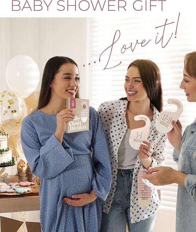 Baby Clothes Organizer - Pink Baby Closet Dividers for Nursery Decor, Storage & Organization - 8 Size Closet Dividers for Hanging Clothes, Gender Neutral Nursery Must-Haves & Accessories