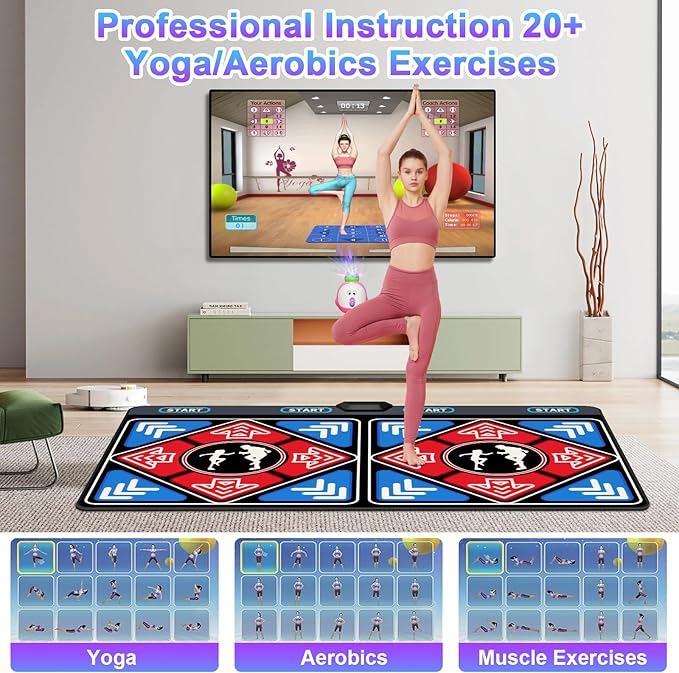 Dance Mat for Kids and Adults,Double Dance Mats with Camera,Electronic Dance Pad for TV, Dancing mat for Exercise,Plug& Play Game for Kids,Gifts for Girls Boys Ages 3+