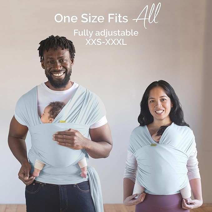 Boba Baby Wrap Carrier - Original Baby Carrier Wrap Sling for Newborns - Baby Wearing Essentials - Newborn Wrap Swaddle Holder, Newborn to Toddler Infant Sling (Serenity Light Blue)