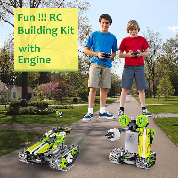 BIRANCO. Remote Control Tracked 3in1 Stunt Racer Building Kit - RC Car STEM Construction Toy, Gift Idea for Kids, Boys and Girls Ages 8-12 Year Old (353 Pcs)