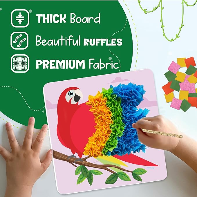 jackinthebox Poke Poke Art – Animals Theme, Mess-Free Fabric Art and Craft, Flower Pressing Kits, Gift for Kids, Girl Gifts, Boy Gift, Toys for Girls and Boys Ages 4 5 6 7 8