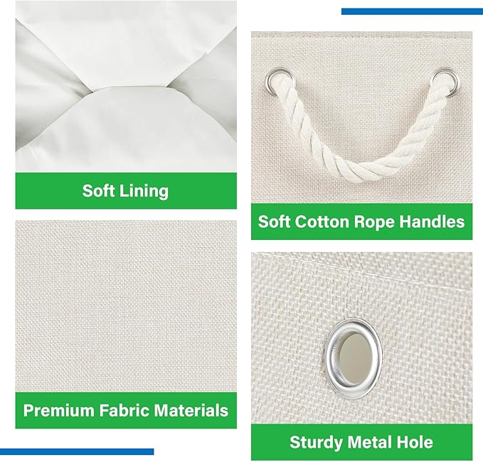 Bidtakay Extra Large Storage Baskets for Organizing Clothes Storage Bins 3 Pack Fabric Storage Bins for Shelves Linen Collapsible Organizer for Closet-Light Biege