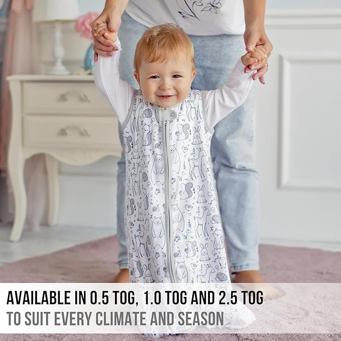 Baby Sleep Sack 1.0 TOG, Organic Cotton Baby Wearable Blanket with Two-Way Zipper, Swaddle Transition Baby Sleeping Bag, All-Season Sleep Sack for Newborn Infant Toddler Boy Girl, 2-Pack, 18-24 Month