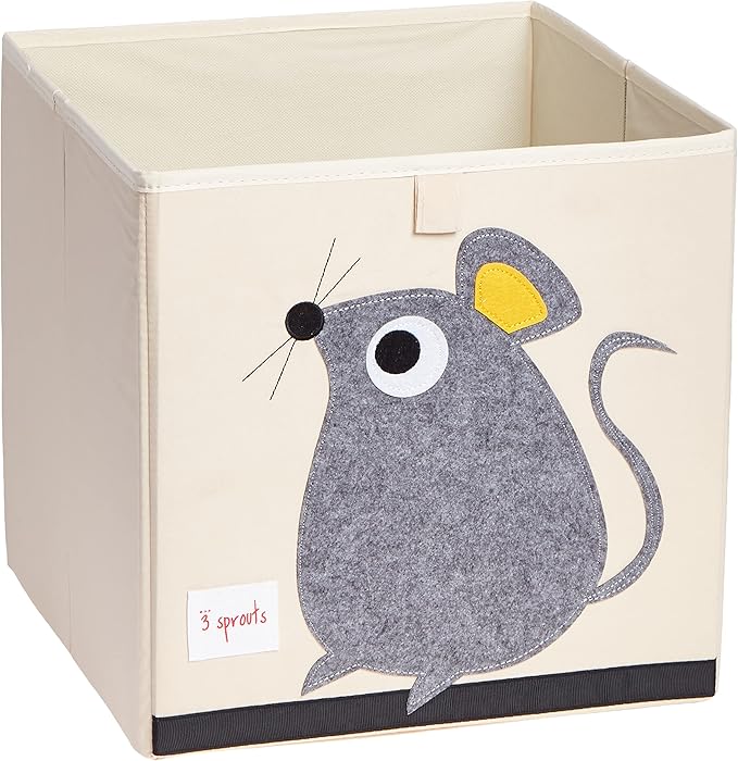 3 Sprouts Toy Storage Organizer: Toy Box Cube Organizer for Playroom, Nursery - Foldable Storage Bin - Mouse