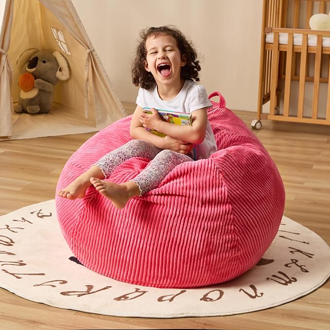 Bean Bag Chairs Teardrop Bean Bag Chair Beanbag Chair with Memory Foam Filled Machine Washable Cover for Living Room, Bedroom (Small,Pink)