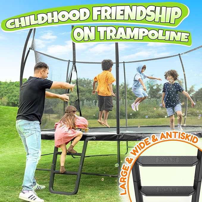 BCAN 8FT 10FT 12FT 14FT 15FT 16FT Recreational Trampoline with Enclosure for Kids Adults, ASTM Approved, Outdoor Trampolines with Ladder for Kids