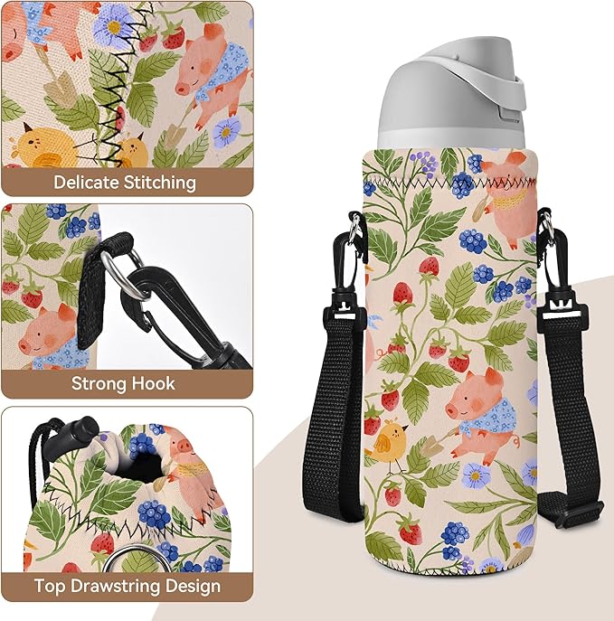 AUPET Water Bottle Bag Carrier,24oz/32oz Insulated Neoprene bottle Sling Holder Case Pouch Cover for 1000ML/750ML Bottles with Shoulder Strap for walking