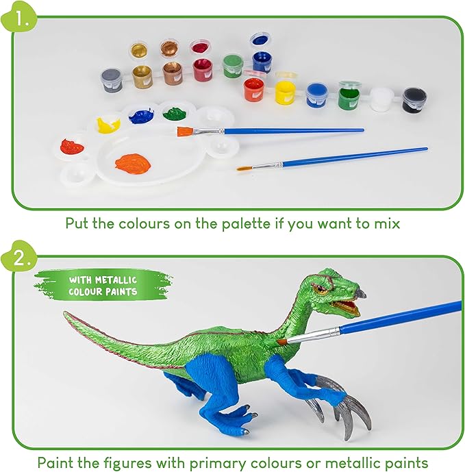 BONNYCO Dinosaur Toys for Kids Painting Kit 16 Figurines Kids Crafts Kits with Glow in The Dark Toys & Gifts for Boys 3 4 5 6 7 8 9 10 Years Old | Dinosaur Gifts Arts and Crafts Birthday Christmas