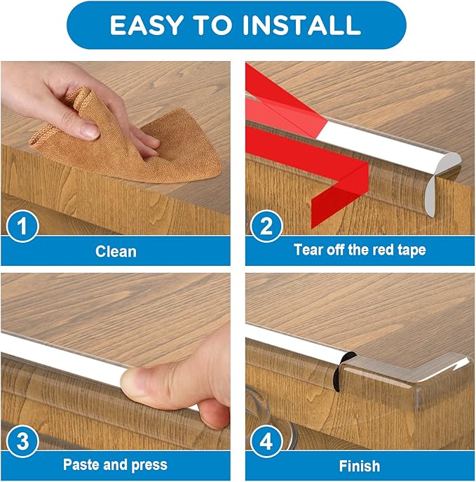 Clear Corner Protector 20ft(6M) with 4 Corners,Corner Protector Baby Proofing,Furniture Corner Guard & Edge Safety Bumpers, Soft Edge Protector with Upgraded Pre-Taped Strong Adhesive