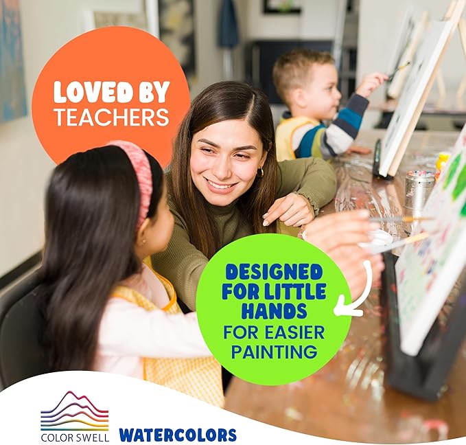 8-Color Watercolor Paint Set with Wooden Brushes – Washable & Non-Toxic, Ideal for Kids, Students, and Classroom Activities