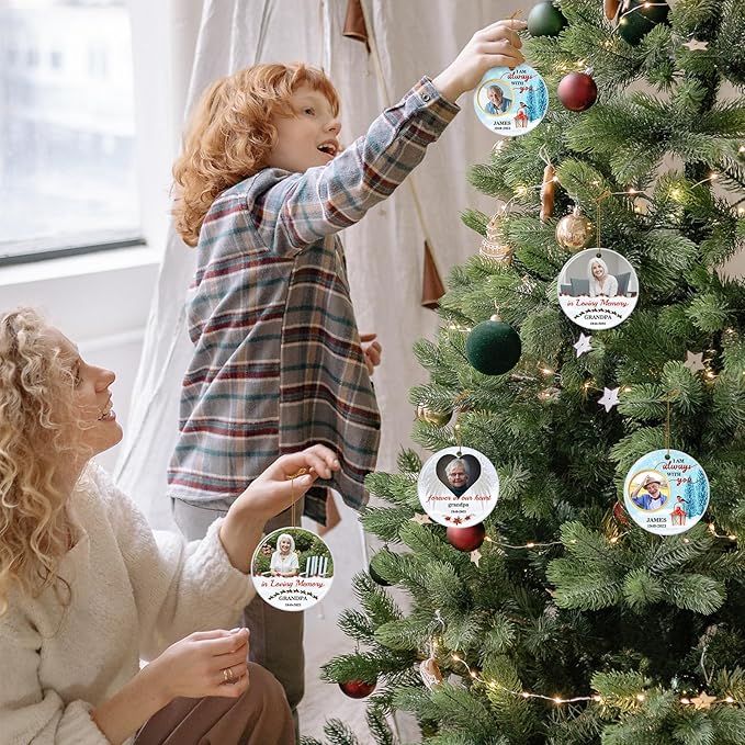 Customized Sympathy Gift for Loss of Loved One - Personalized Christmas Photo Ornaments 2025 - Custom Photo, Name, Years Memorial Gifts