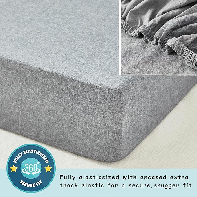 Brandream Gender Neutral Baby Crib Bedding Set 3 Pieces 100% Cotton Like Linen Supersoft Classic Quilted Plaid Design Boho Bohemian Farmhouse Chic Nursery Decor (Gray)