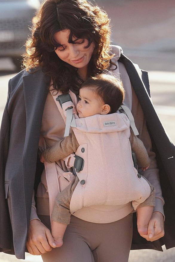 BabyBjörn Baby Carrier Harmony, Light Pink, Woven Mélange | 3-in-1 Ergonomic Baby Carrier; Newborn, Facing-in, Outward-Facing, and Back Carrying Positions Supported (7-40 lbs), Newborn to Toddler