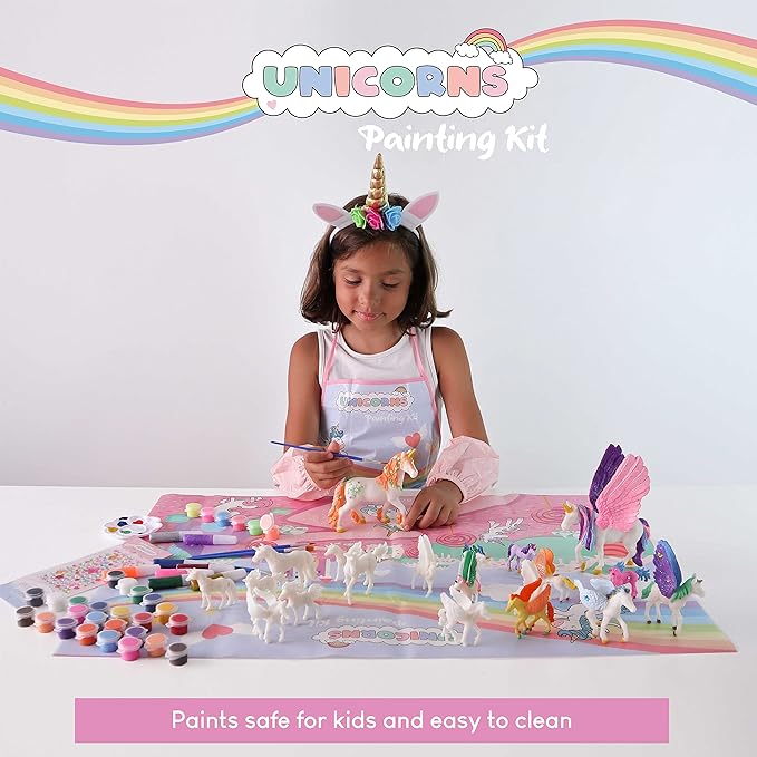 BONNYCO Unicorns Gifts for Girls Painting Kit with 18 Figurines Painting for Kids with Glow in The Dark | Girl Toys 3 4 5 6 7 8 9 10 Years Crafts Kids Gifts Birthday Christmas | Unicorn Toys Niñas