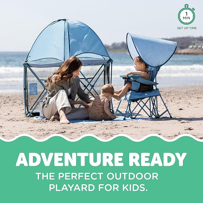 Baby Delight Go with Me Eclipse Deluxe Portable Playard | Playpen | Sun Canopy | Indoor and Outdoor | Ultra Padded Nylon Floor | Blue Wave