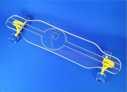 Clear Longboard Skateboard - Transparent Acrylic Long Boards with Light-Up LED Wheels for Smooth Rides - Ride The Streets in Style with Longboard Built for Beginners & Pros Alike